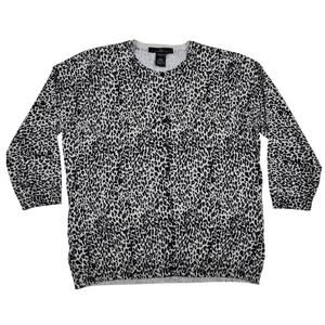 SILX August Silk black/cream leopard print cardigan sweater size SLIM FIT Large